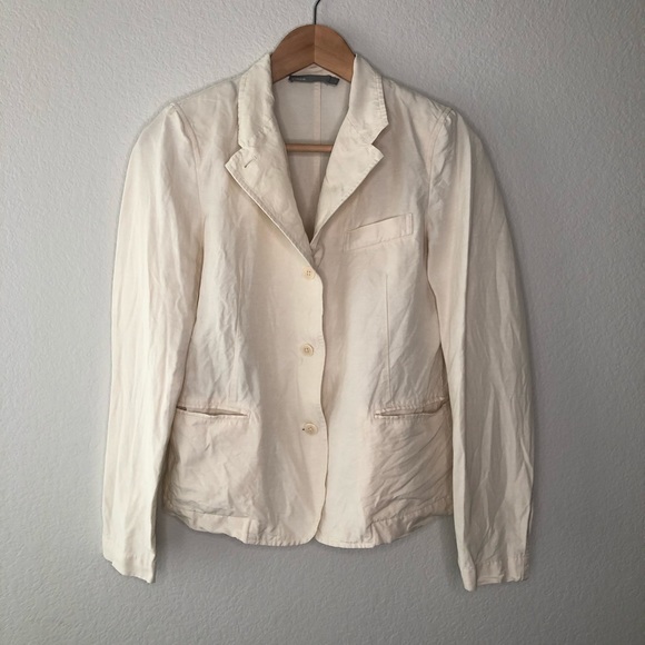 Vince linen blend ivory button front blazer size 4 - Picture 2 of 12